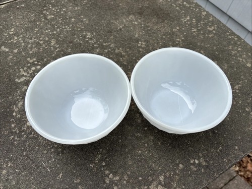 Lot Of 2 Vintage Fireking Fire King Mixing Serving Bowl 6” White Swirl Made USA - Picture 2 of 9