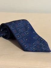 Boy  s Clip On Neck Tie, Navy, With Red And White Design