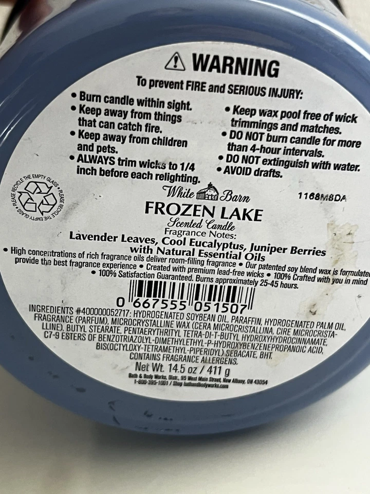 Bath and Body Works White Barn Kerze Duftkerze Frozen Lake 411 Gramm Neu - Bild 4 von 4