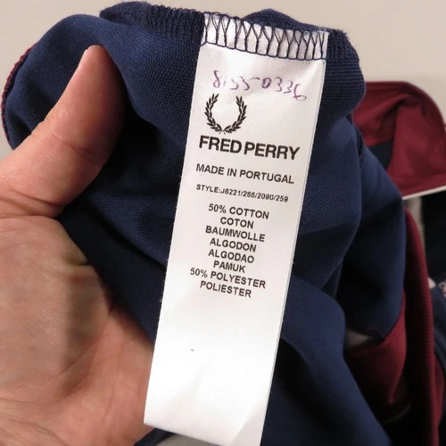 Fred Perry Jacket Men XL Navy Grey Burgundy Full Zip Up Track Bomber Sport Logo image 8