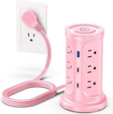 Tower Power Strip Surge Protector with 12 Outlets 3 USB Ports 2 Type C , 6.5 FT