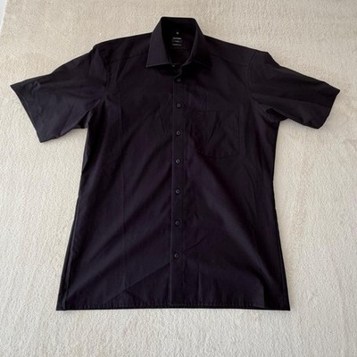 Kurzarmhemd Olymp, Größe 41, Stiel Modern Fit , Bügelfrei, Schwarz