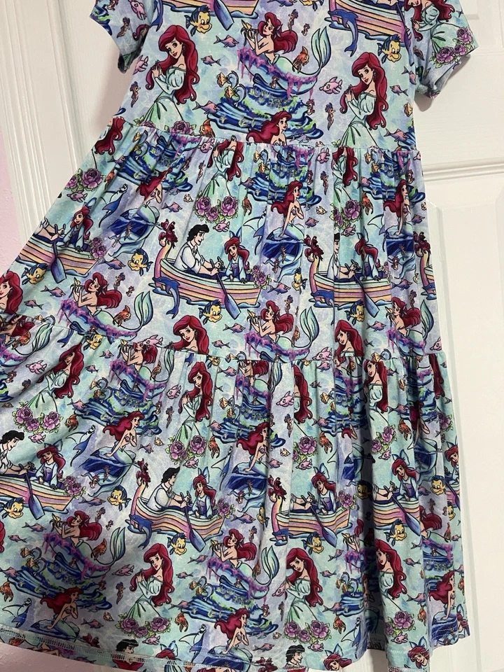 Disney Little Mermaid Dress Size 7/8 Show Stoppers Made 95% Viscose 5% Spandex - Image 4 of 4