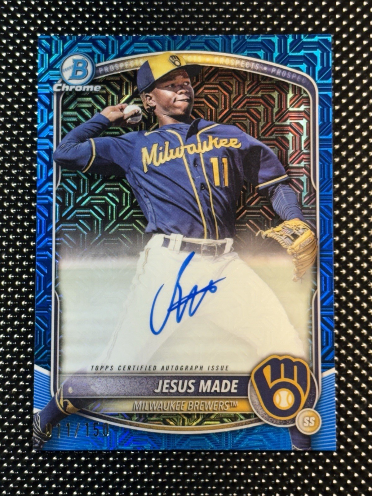 Jesus Made Auto 2025 Bowman Chrome Blue  Mojo Refractor 11/150 JERSEY MATCH 🔥