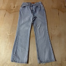 Vintage 90 s Levi s Orange Tab Flare Distressed Jeans 26x28 USA Light Wash Denim