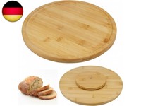 Drehteller Holz 360°Drehend Serviertablett Rund Holztablett Bambus Tablett