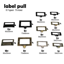 6pcs Antique Retro Label Pull Name Card Frame Holder for File Cabinet Drawer