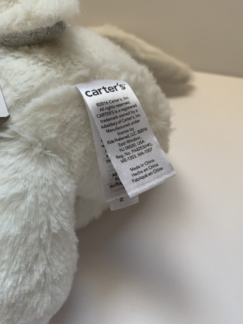 Carter's Plush White Bunny Rabbit Grey Ears Stuffed Animal Baby Soft ...