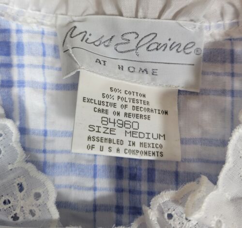 Miss Elaine NWT Seersucker Plaid Lace Buttonup Short Robe Medium Comfort Classic - Picture 4 of 8