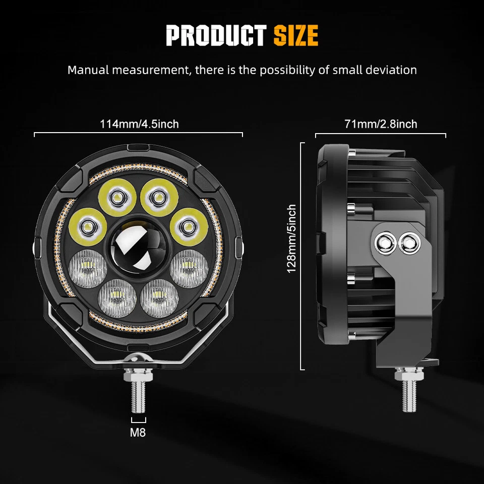 COLIGHT 2X 4.5inch D09 Pro Series Amber DRL Motorcycle Lights With Hi&Low Beam - image 2 of 4