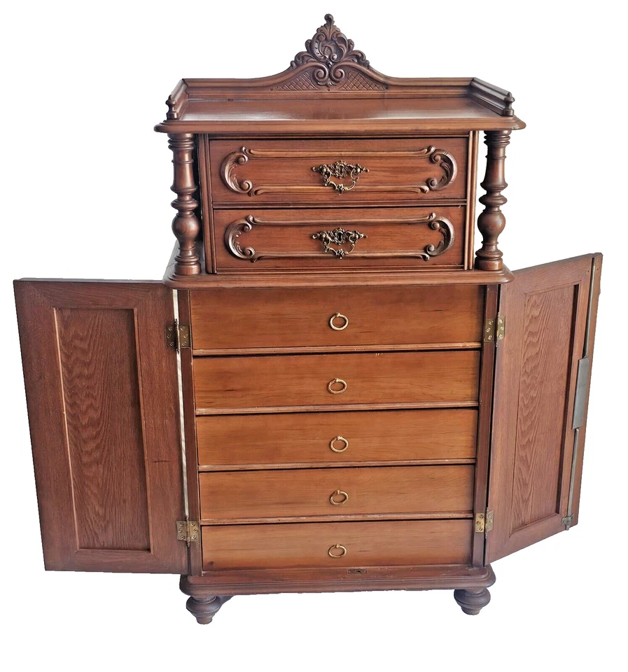 古董窄Biedermeier内衣首饰柜内衣胸部梳妆台1890年代 — 第 3/4 张图片