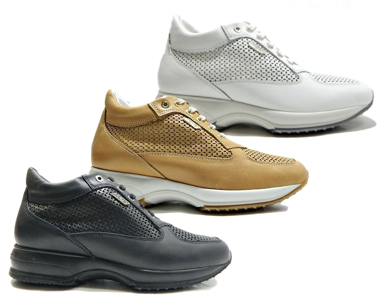KEYS 5501 NERO BIANCO PLATINO scarpe donna scarpe da ginnastica pelle casual zeppa lacci KEYS 5501 NERO BIANCO PLATINO scarpe zeppa donna scarpe da ginnastica pelle casual zeppa scarpe lacci 9a5f45
