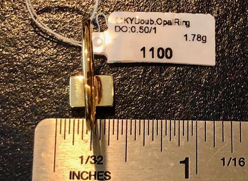 Really Cool Rectangle Natural Australian Opal Ring 14k gold Ladys 6.5 VIDEO - Picture 11 of 12