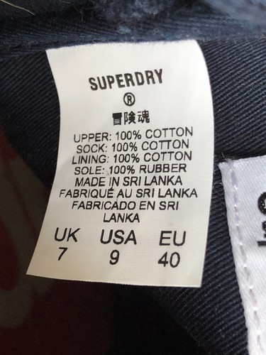 SUPERDRY - SNEAKERS / TRAINERS - NAVY & WHITE CANVAS - size 7 uk - FREE POST - Picture 3 of 10