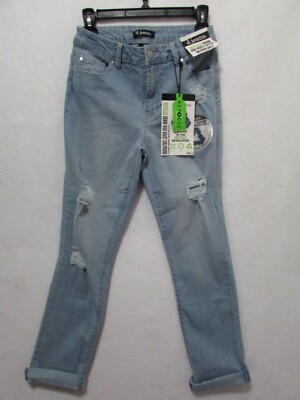 D.J. Jeans Stretch Repreve High-Waist Cuffed Girlfriend Ankle Distressed- Size 6