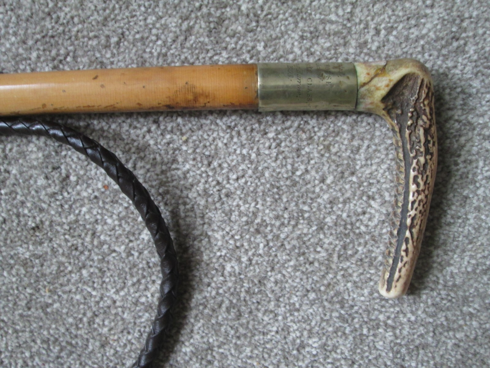 Ladies or Gents Equestrian Stag horn Malacca hunting whip eBay