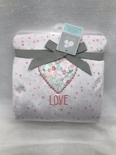 Just Born Girls Baby Blanket Pink Blue Dots Heats Lovey Flowers Plush Lovey NEW
