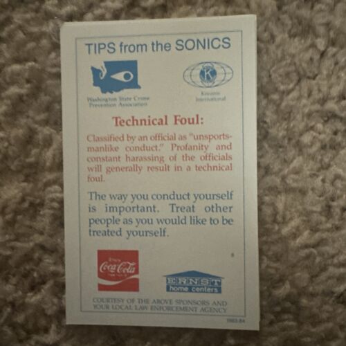 Seattle Super Sonics NBA Juego Completo 16 Cartas 1983-1984 Prevención del Delito Estatal - Imagen 6 de 6