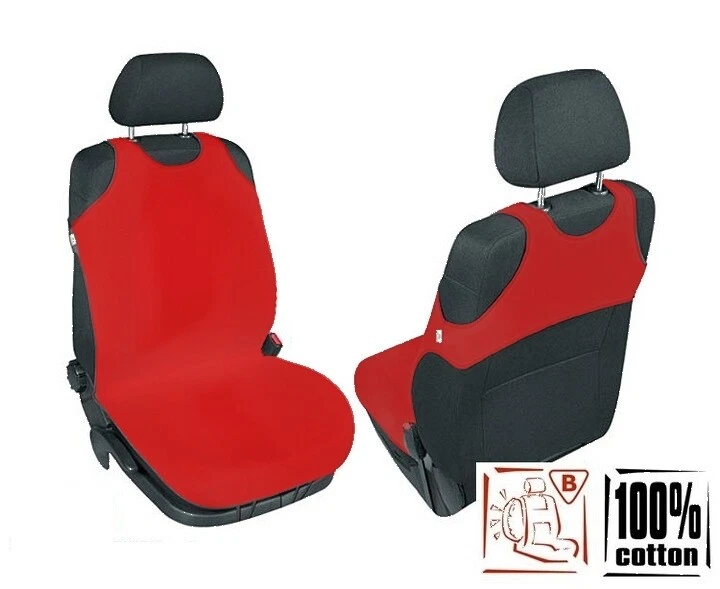 Universal COTTON Fundas Asiento Delantero Rojo Camiseta para Daewoo Espero Foto 2 de 3