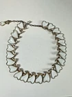 Vintage Necklace Barclay White Milk Glass Moulded Bezel Set Leaf Petal Collar