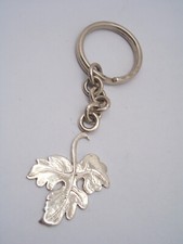 925 Silver VINE LEAF Keychain - Grape Harvest Wine Sommelier