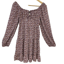 No Comment Purple Dress Small Empire Ruffle Key Hole Cinch Neckline Tiered Fairy