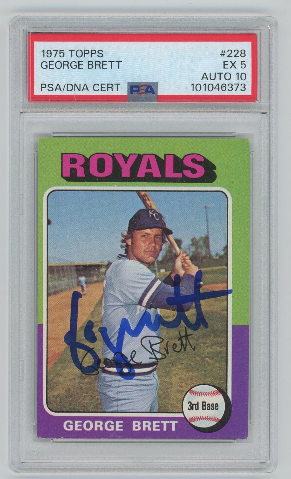 1975 Topps George Brett RC Rookie Autograph #228 PSA 5 Auto 10 HOF