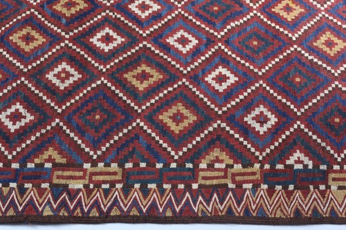 Auténtica alfombra de lana Kilim de diseño geométrico vintage tejida a mano tono azul Kilim - Imagen 5 de 13