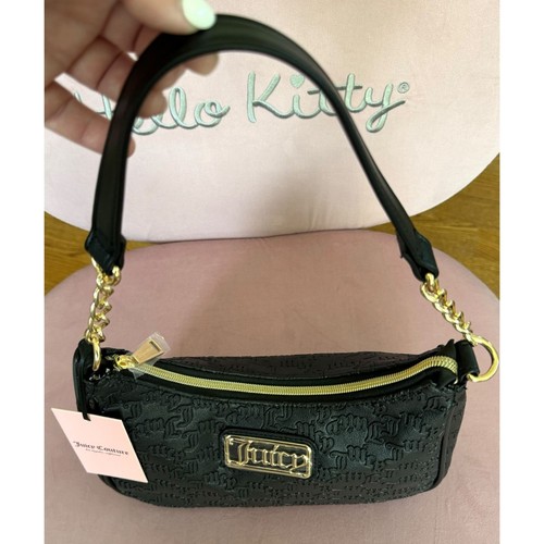 Borsa a tracolla Juicy Couture liquirizia dichiarazione oro hardware logo testurizzato nuova con etichette - Foto 4 di 8