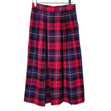 Vintage Women's 4 6 JCPenney Plaid Flannel 80's A-Line Pleated Midi Skirt