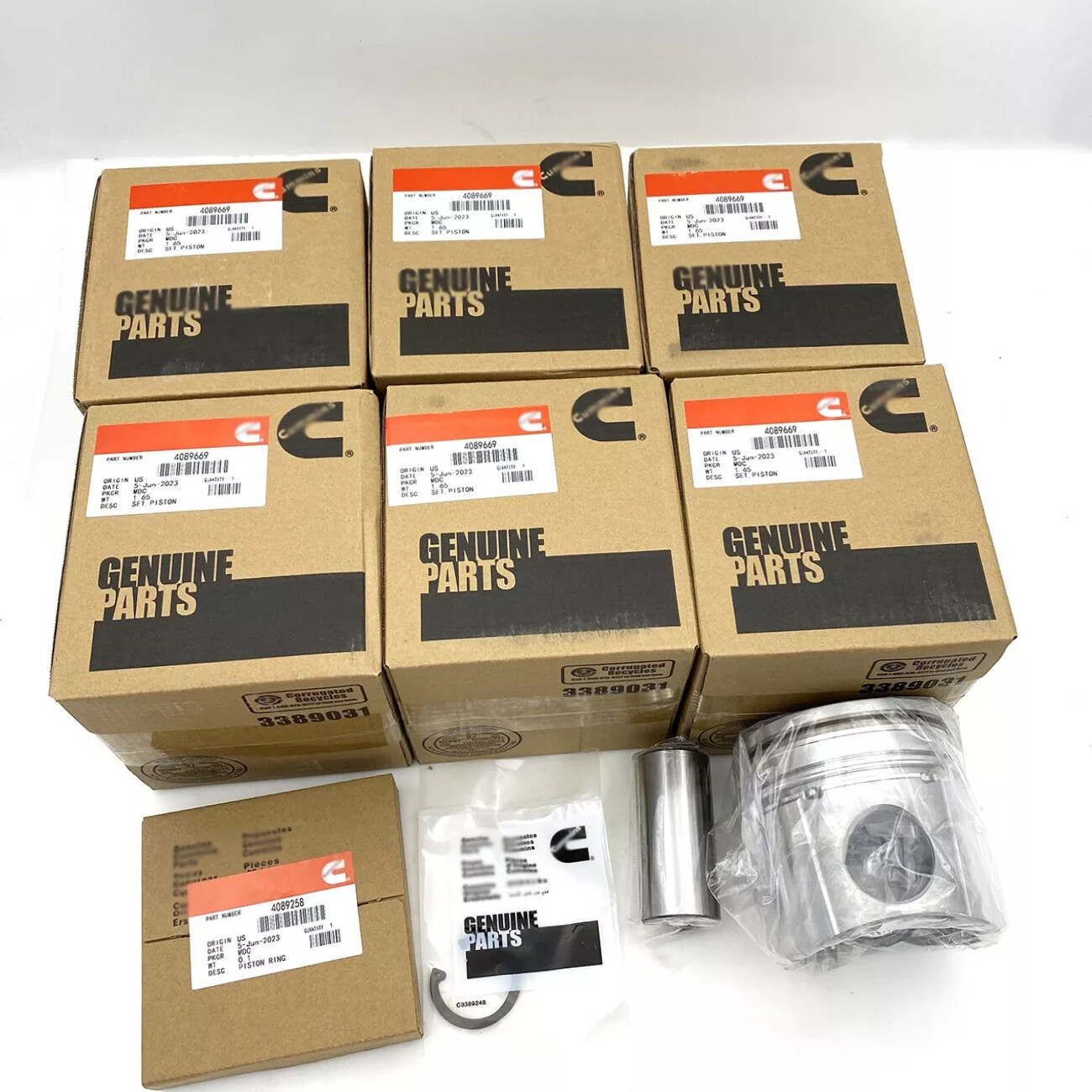 6X 4089669 Piston & Ring Sets for 04-06 Dodge Ram Cummins 5.9L 24V Standard Pins & Clips