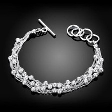 925 Sterling Silver Charm Round Bangle Women's Fashion Heart Bracelet