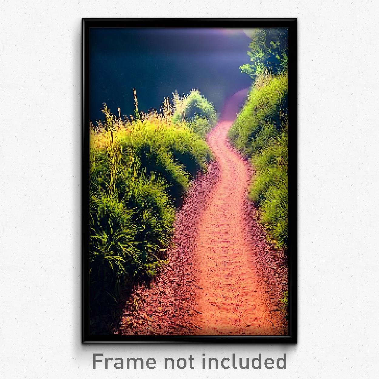 8-Bit Psychedelic Pixel Art Poster - Upbeat Trail Video Game Print