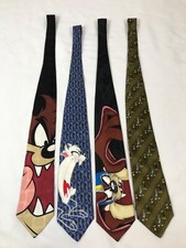 Vintage LOONEY TUNES Tie Lot of 4 Tasmanian Devil Bugs Bunny Daffy Duck 1990  s