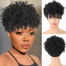 Afro Kinky Curly Headband Wig Human Hair Short Black Afro Wigs for Black Women