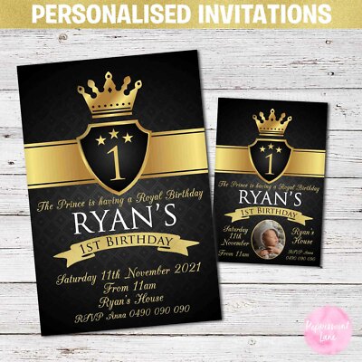 Kings Invitation Sign PRINTED ROYAL PRINCE KING Child Birthday Party Invites Invitations ...