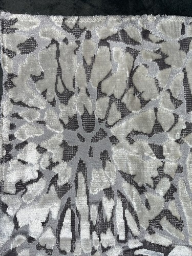 BEACON HILL Grey White Embossed Stella Velvet Interior Fabric Sample 12” - Picture 2 of 5
