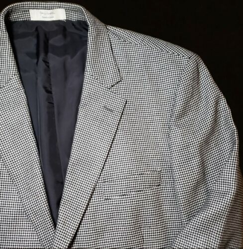 John W Nordstrom Blazer Mens 50 XLG Signature Black White Houndstooth Cashmere - Picture 2 of 12