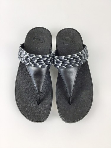 FitFlop Lulu Art Webbing Sandals Black Size 8