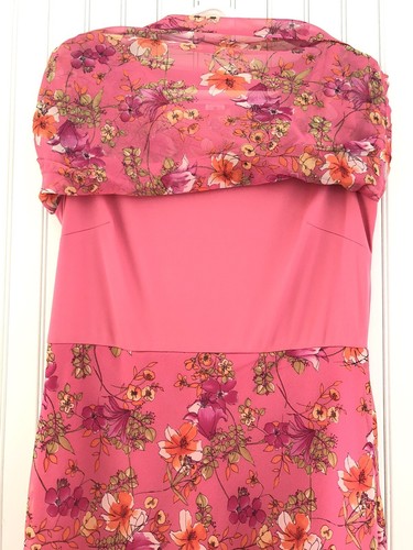 Vintage Dress 8 Pink Floral Popover Chiffon Sheer Flounce Dainty Modest Tea Y2K - Picture 5 of 13