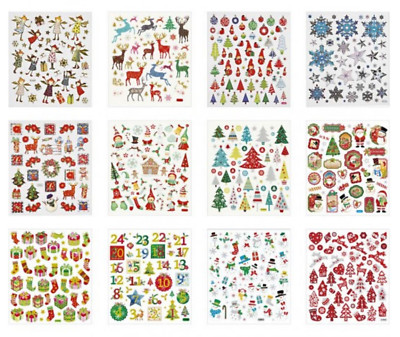 12x Sticker Weihnachten, Mappe mit Aufklebern, metallic oder mit Glitter 28969