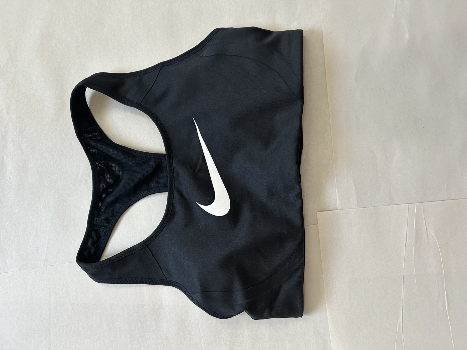 Nike Sports Bra Womens Small Black Swoosh Logo Extra Small Racer Back Activewear-image