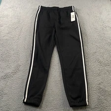 DNLA Sport Jogger Pants Mens Large Black Stripe Sweatpants Fleece