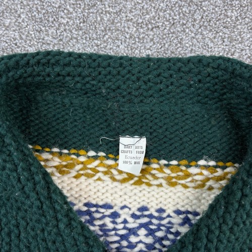 Daky Arts Crafts Cardigan Sweater Mens Medium Aztec Native 100% Wool Full Zip - Picture 5 of 7