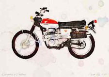 A4 Photo Honda CL350 Scrambler 1968 Watercolour Print Ltd Edition