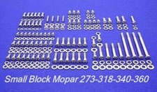Sbm Small Block Mopar Engine Polished Stainless Steel Bolts Kit 273 318 340 360