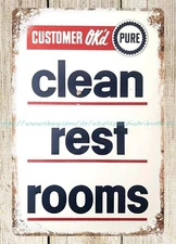 metal plate wall art 1940s PURE OIL CLEAN REST ROOMS metal tin sign