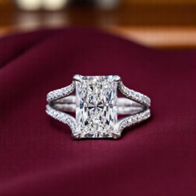 Radiant Cut Diamant Ehering 4 Kt Zertifiziert IGI Lab Grown 14k Weißgold