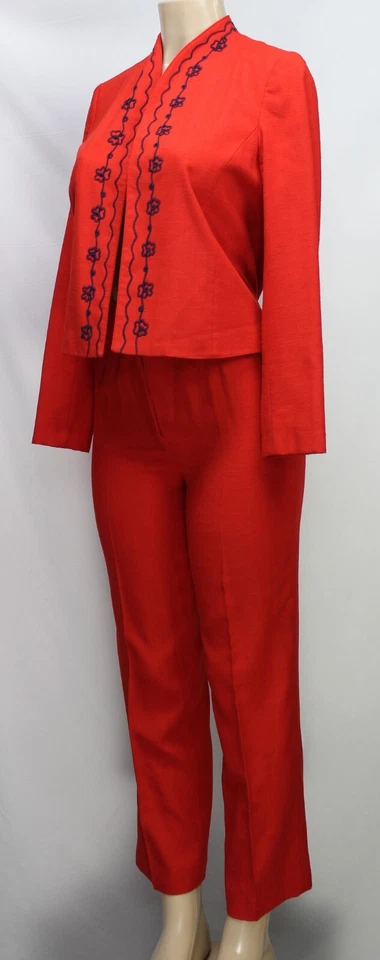 Conjunto de 2 blazer y pantalón rojo Joyce Sportwear vintage para mujer talla 7-8 Foto 4 de 4