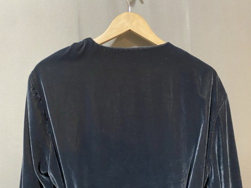 NWT ZARA Women Long Sleeve Velvet Surplice Neck Tie Waist Jacket SZ M Dark Gray - Picture 7 of 12